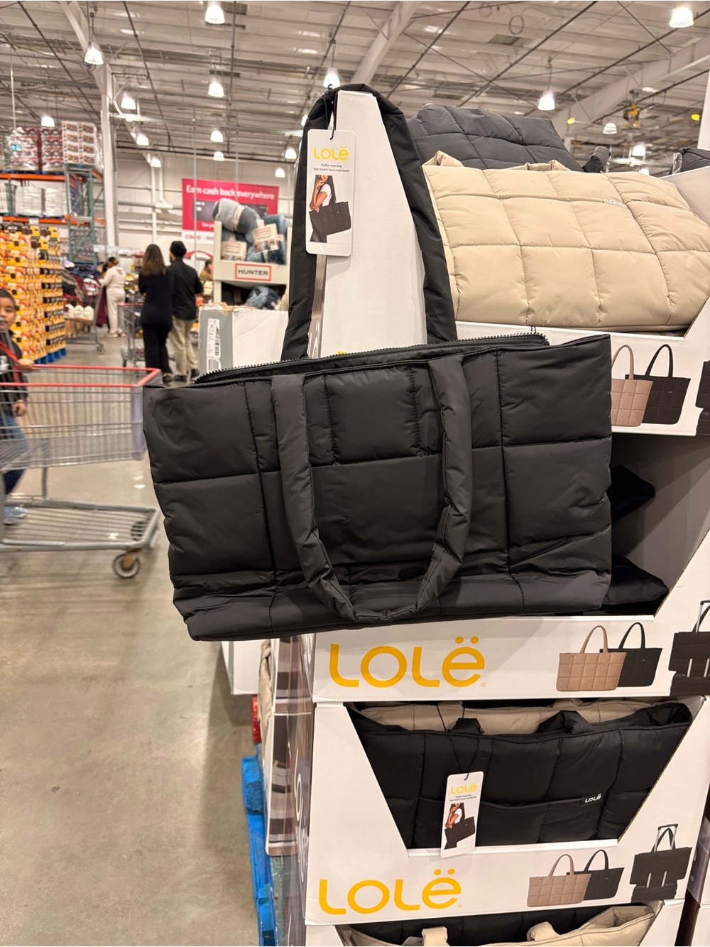 Lole Black Quilted Tote Bag